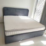 Used King Bed with Mattress | Grey Upholstered Bedroom Furniture UAE