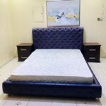 Used King Bed with Mattress & 2 Side Tables | Upholstered Bedroom Furniture UAE