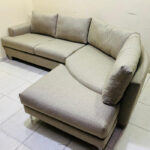 Modern L-Shaped Sectional Sofa with New Upholstery (Light Beige) | Used Sofa & Living Room Sofa