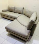 Modern L-Shaped Sectional Sofa with New Upholstery (Light Beige) | Used Sofa & Living Room Sofa