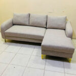 Home Box L-Shaped Sofa Bed with New Upholstery – Modern Grey Fabric Sofa