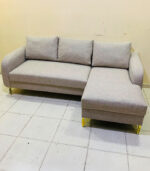 Home Box L-Shaped Sofa Bed with New Upholstery – Modern Grey Fabric Sofa
