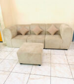 Modern 3-Seater Sofa with Ottoman & Pillows (Beige) | Used Sofa & Living Room Sofa - Image 2