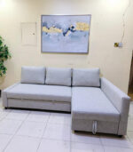 Ikea L-Shaped Sectional Sofa Bed with New Upholstery (Light Grey) | Used Sofa & Living Room Sofa