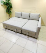 Ikea L-Shaped Sectional Sofa Bed with New Upholstery (Light Grey) | Used Sofa & Living Room Sofa - Image 2