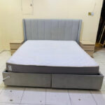 Cozy Used Grey King Bed Set with Storage, Mattress & 2 Side Tables | Used Furniture