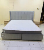 Cozy Used Grey King Bed Set with Storage, Mattress & 2 Side Tables | Used Furniture