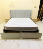 Cozy Used Grey King Bed Set with Storage, Mattress & 2 Side Tables | Used Furniture - Image 2