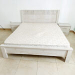 King Bed with Mattress & 2 Bedside Tables  | White Oak Finish