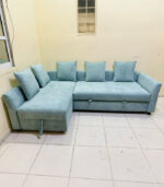 IKEA L-Shaped Sofa Bed with Storage & New Combed Upholstery – Light Blue Corner Sofa - Image 2