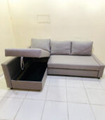 IKEA L-Shaped Sofa Bed with Storage & New Combed Upholstery – Modern Grey Fabric Sofa - Image 2
