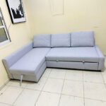 IKEA L-Shaped Sofa Bed with Storage & New Combed Upholstery – Modern Light Grey Corner Sofa