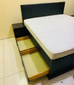 Black Wood King Bed Set with Under-Bed Storage Drawers, Mattress & 2 Side Tables | Used Furniture - Image 2