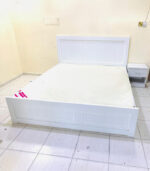 Used King Bed with Storage, Mattress & 1 Side Table | White Bedroom Furniture UAE - Image 2