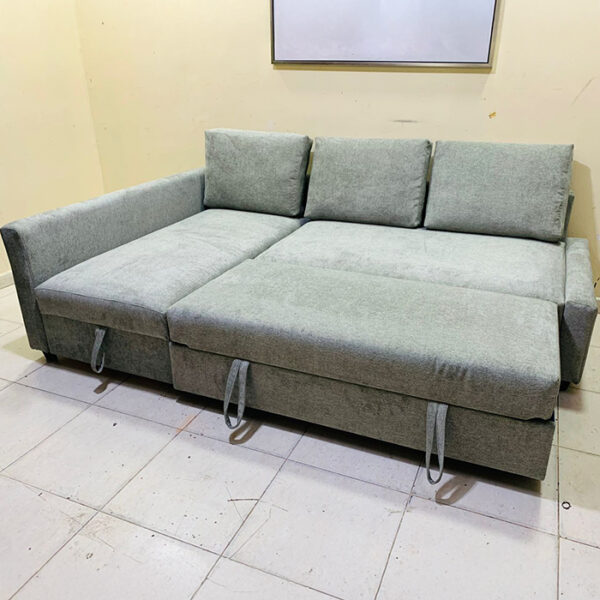 IKEA L-Shaped Sofa Bed with Storage & New Combed Upholstery – Modern Grey Corner Sofa - view 2