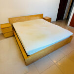 Light Oak Wooden King Platform Bed Set with Mattress & 2 Nightstands | Used Furniture