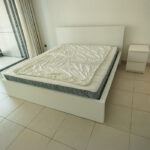 Minimalist White Wooden King Bed Set with Mattress & 2-Drawer Nightstand | Used Furniture