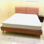 Used King Bed with Mattress & 1 Side Table | Upholstered Bedroom Furniture UAE