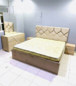 Pre-Owned King Size Bedroom Set with Mattress, Mirror & Side Tables | Upholstered King Bed