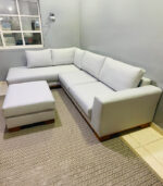 Modern Light Grey L-Shape Sectional Sofa with Ottoman & New Upholstery — Living Room Furniture - Image 2