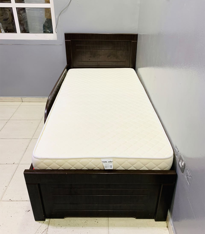 1.Used single bed Dark Wood Single Bed with Mattress | Used Single Bed & Pre-Owned Bedroom Furniture - Image 1