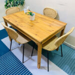 Modern 4-Seater Wooden Dining Table Set with Woven Rattan-Style Chairs | Used Dining Set & Pre-Owned Furniture