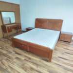 Pre-Owned Queen Size Bedroom Set with Mattress, 2 Side Tables & Dressing Mirror | Wooden Queen Bed