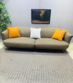 Pre-Owned Taupe 3-Seater Sofa with Accent Pillows — Used Modern Living Room Couch