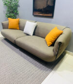 Pre-Owned Taupe 3-Seater Sofa with Accent Pillows — Used Modern Living Room Couch - Image 2