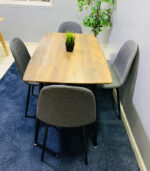 Pre-Owned Wooden Dining Table Set with 4 Grey Chairs — Used Kitchen & Dining Room Furniture - Image 2