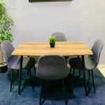 Pre-Owned Wooden Dining Table Set with 4 Grey Chairs — Used Kitchen & Dining Room Furniture