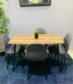 Pre-Owned Wooden Dining Table Set with 4 Grey Chairs — Used Kitchen & Dining Room Furniture