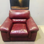 Pre-Owned Burgundy Leather Single Sofa — Used Club Chair & Living Room Armchair