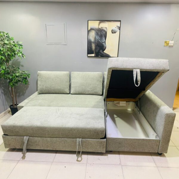 Modern L-Shape Sofa Bed with Storage & New Upholstery - view 2