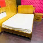 Pre-Owned Wooden Queen Size Bed with Mattress & 1 Side Table | Classic Bedroom Furniture