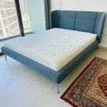 Pre-Owned Upholstered Queen Size Bed with Mattress | Modern Fabric Queen Bed