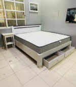 Pre-Owned King Size Wooden Bed with Storage & Mattress — Used Master Bedroom Furniture - Image 2