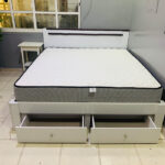 Pre-Owned King Size Wooden Bed with Storage & Mattress — Used Master Bedroom Furniture