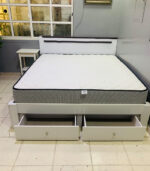 Pre-Owned King Size Wooden Bed with Storage & Mattress — Used Master Bedroom Furniture