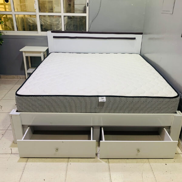 Pre-Owned King Size Wooden Bed with Storage & Mattress - used furniture UAE