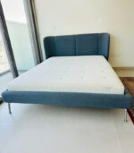 Pre-Owned Upholstered Queen Size Bed with Mattress | Modern Fabric Queen Bed - Image 2