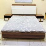 Pre-Owned Queen Size Bed with Mattress & 2 Side Tables | Modern Wooden Bedroom Set