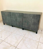 Modern Black & Dark Grey IKEA TV Stand & Media Console with Swing Doors and Shelving | Used TV Table & Pre-Owned Furniture
