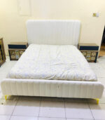 Modern Queen Size Bed with Mattress, 2 Side Tables & Mirror Dresser Set | Used Bed & Pre-Owned Bedroom Furniture - Image 2