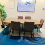 Modern 6-Seater Wooden Oval Dining Table Set with Brown Upholstered Chairs | Used Dining Set & Pre-Owned Furniture
