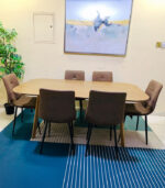 Modern 6-Seater Wooden Oval Dining Table Set with Brown Upholstered Chairs | Used Dining Set & Pre-Owned Furniture