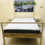 Modern Wooden Queen Size Bed with Mattress & 2 Side Tables | Used Bed & Pre-Owned Bedroom Furniture