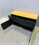 Modern Black & Wood IKEA TV Stand & Media Console with Closed Storage Cabinets | Used TV Table & Pre-Owned Furniture - Image 2