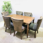 Classic 6-Seater Wooden Dining Table Set with Tufted Upholstered Chairs | Used Dining Set & Pre-Owned Furniture