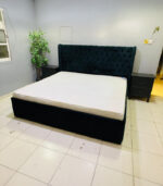 Pre-Owned Dark Velvet King Size Bed Set with Mattress & 2 Used Side Tables — Second-Hand Master Bedroom Furniture - Image 2